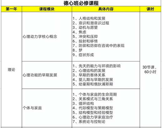 精神分析动力取向两年系统培训德心班