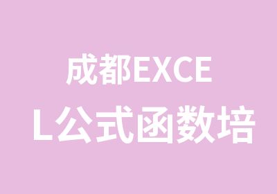 成都EXCEL公式函数培训