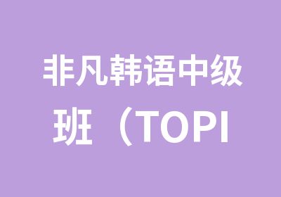 非凡韩语中级班（TOPIK4级）