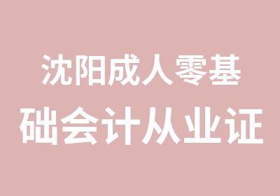 沈阳成人零基础会计从业证