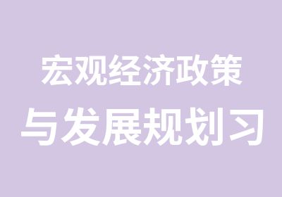 宏观经济政策与发展规划习题班