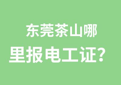 东莞茶山哪里报电工证？