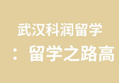 武汉科润留学：留学之路高端所选