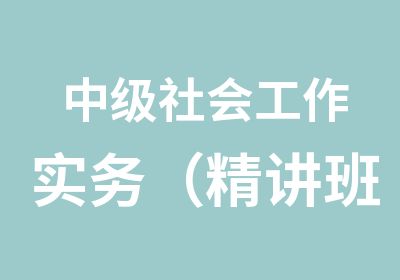 中级社会工作实务（精讲班+考点串讲班）