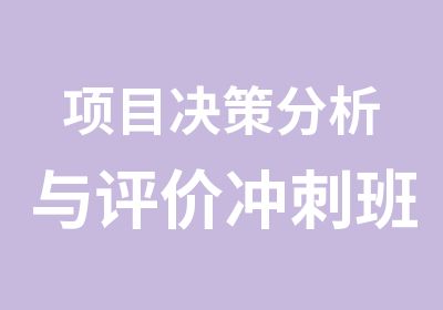 项目决策分析与评价冲刺班