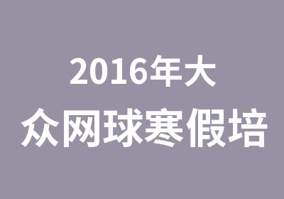 2016年大众网球寒假培训班火热报名中