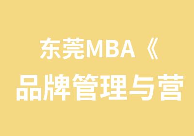 东莞MBA《品牌管理与营销战略》课程教学日程课程