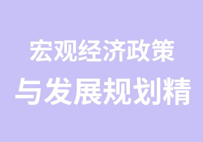 宏观经济政策与发展规划精讲班