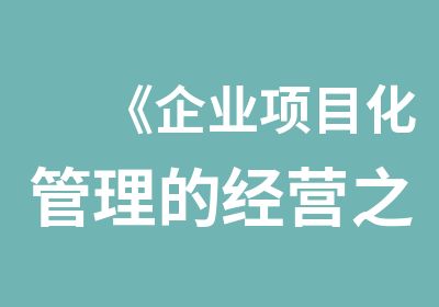 《企业项目化管理的经营之道》培训