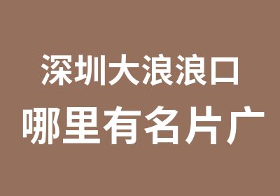 深圳大浪浪口哪里有名片广告设计培训班