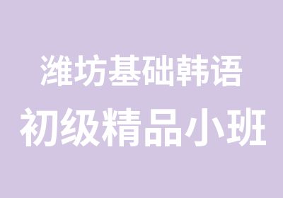 潍坊基础韩语初级精品小班