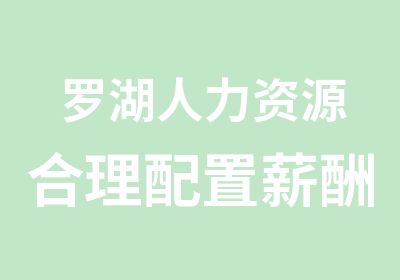 罗湖人力资源合理配置薪酬管理师培训