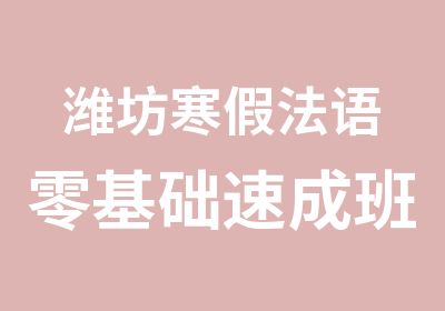 潍坊寒假法语零基础速成班