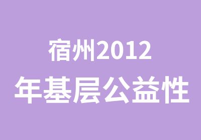 宿州2012年基层公益性岗位考试报名