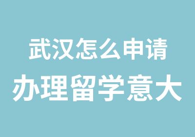 武汉怎么申请留学意大利手续