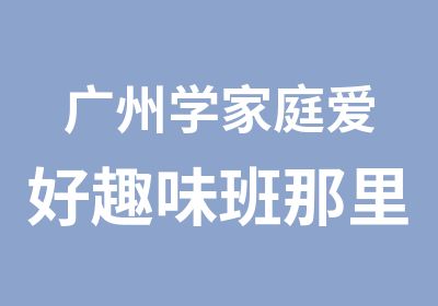 广州学家庭爱好趣味班那里好