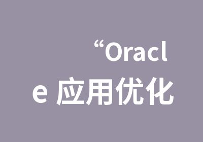 “Oracle 应用优化”培训数据库管理人员，开发人员