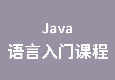 Java语言入门课程