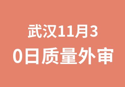 武汉11月30日质量外审员考前培训班