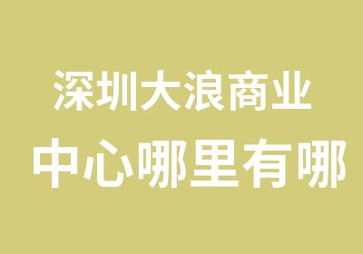 深圳大浪商业中心哪里有哪里有好的摄影