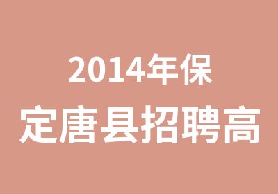 2014年保定唐县高中教师笔试辅导课