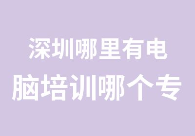 深圳哪里有电脑培训哪个专业