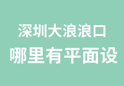 深圳大浪浪口哪里有平面设计基础培训