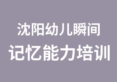 沈阳幼儿瞬间记忆能力培训