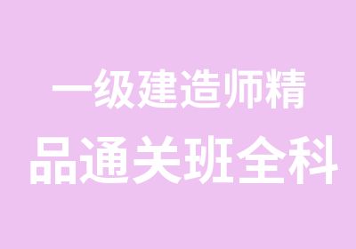 一级建造师精品通关班全科网络班