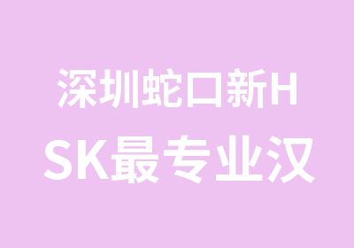 深圳蛇口新HSK专业汉语培训学校