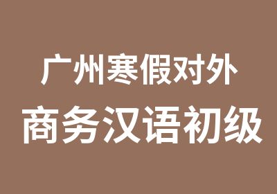 广州寒假对外商务汉语初级培训班