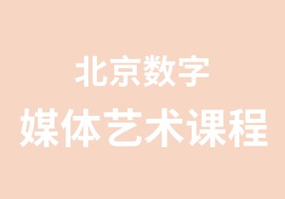 北京数字媒体艺术课程