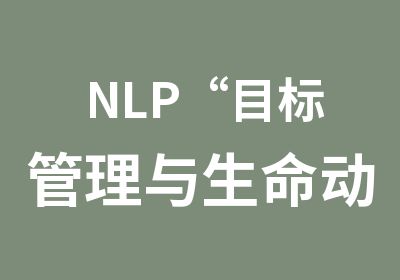 NLP“目标管理与生命动力”工作坊