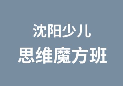 沈阳少儿思维魔方班