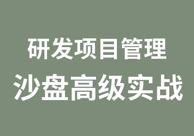 研发项目管理沙盘实战