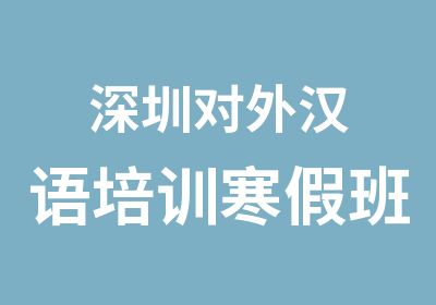 深圳对外汉语培训寒假班