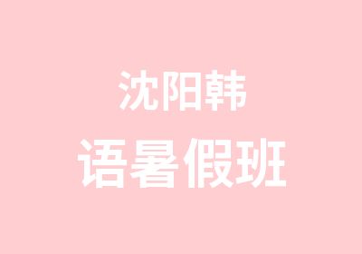 沈阳韩语暑假班