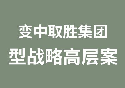 变中取胜集团型战略高层案例研讨精品