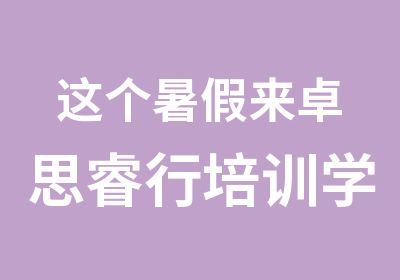 这个暑假来卓思睿行培训学证券