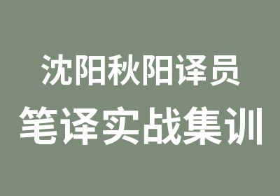 沈阳秋阳译员笔译实战集训班