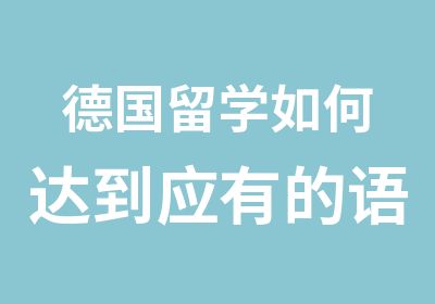 德国留学如何达到应有的语言能力啊