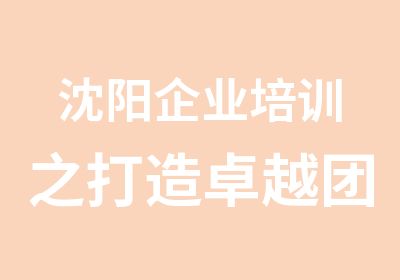 沈阳企业培训之打造卓越团队