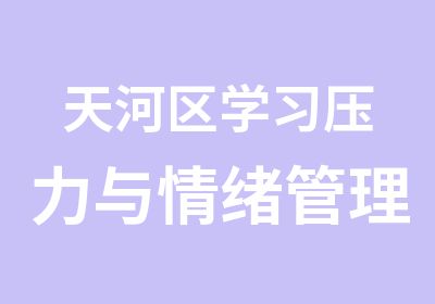 天河区学习压力与情绪管理课程