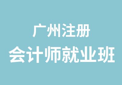 广州注册会计师就业班