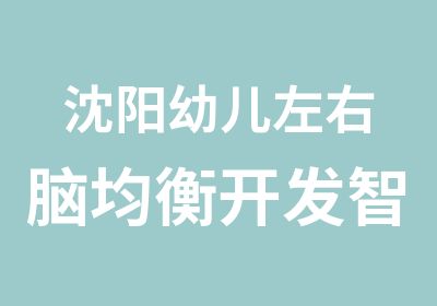 沈阳幼儿左右脑均衡开发智力提升班