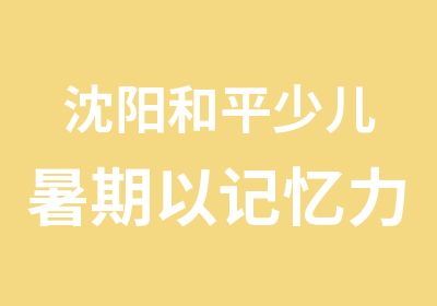 沈阳和平少儿暑期以记忆力训练