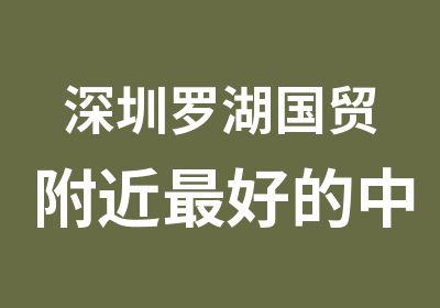 深圳罗湖国贸附近好的中文学校