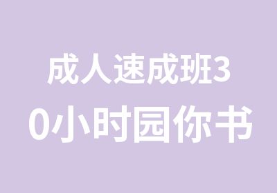 成人速成班30小时园你书法梦