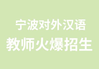 宁波对外汉语教师火爆招生