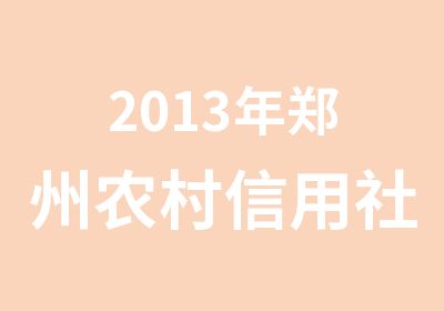 2013年郑州农村信用社考试专业要求